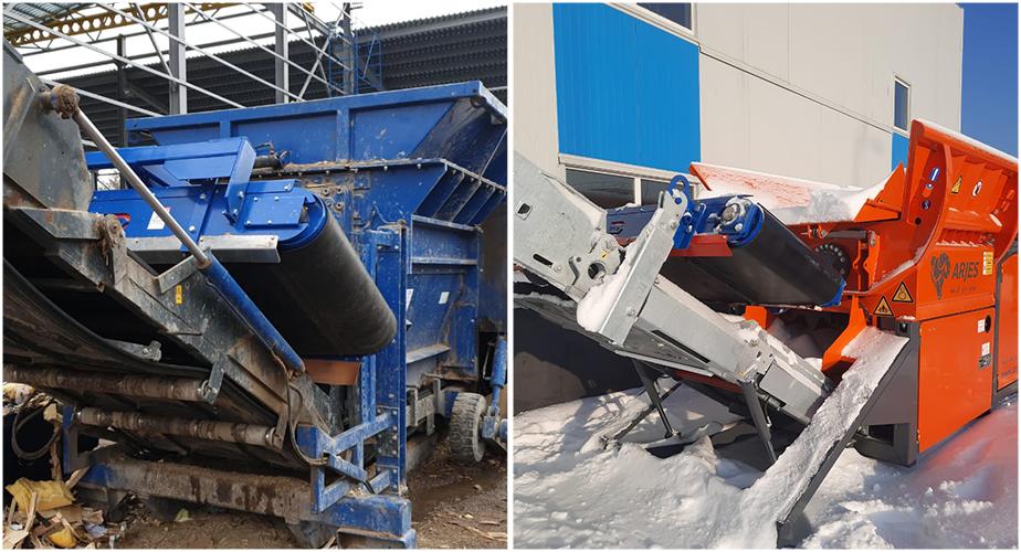 Mobile shredders and crushers equipped with suspended separators ERGA SMPA with hydraulic motors
